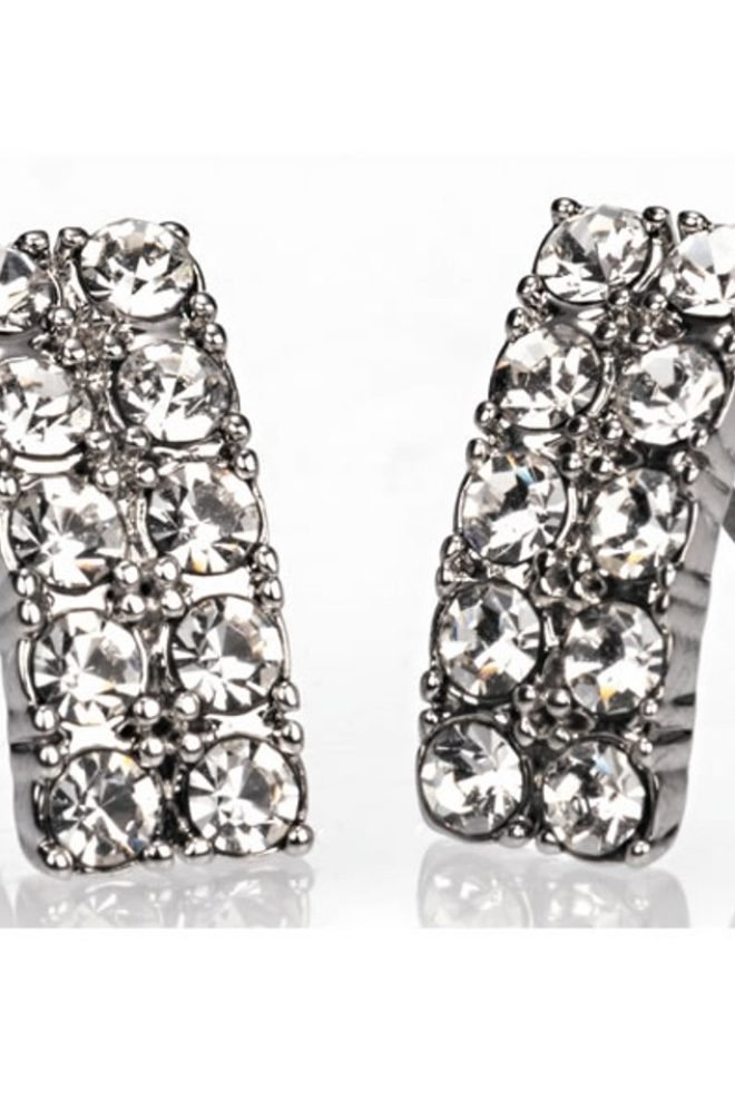 Silver diamante bar earrings 600050