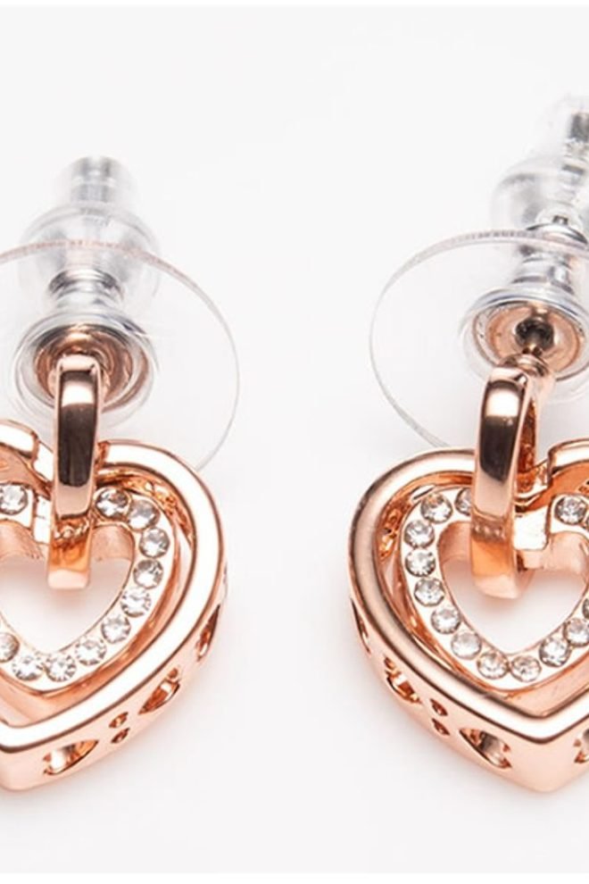 Rosegold heart interwined earrings 600311