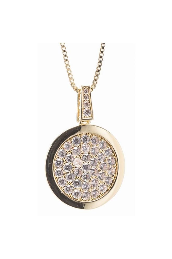 Gold diamante round pendant 600341