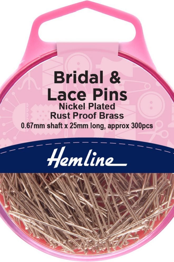 Bridal & lace pins rust proof brass 0.67mm x 25mm, nickel 300 pcs 702