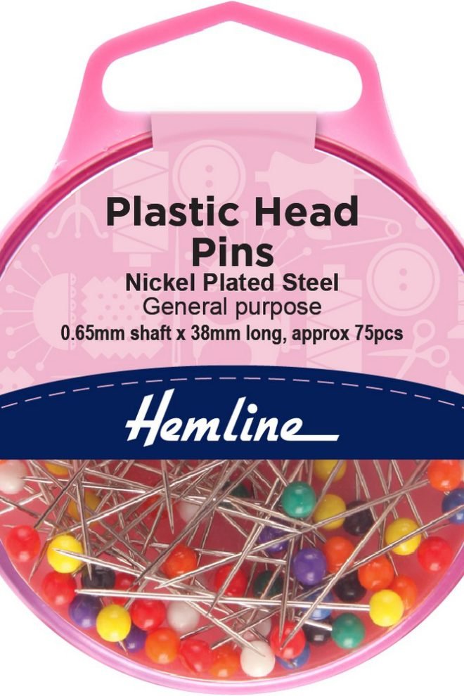 Plastic head pins nickel plated steel 0.65mm x 38mm, assorted colours 75 pcs 706