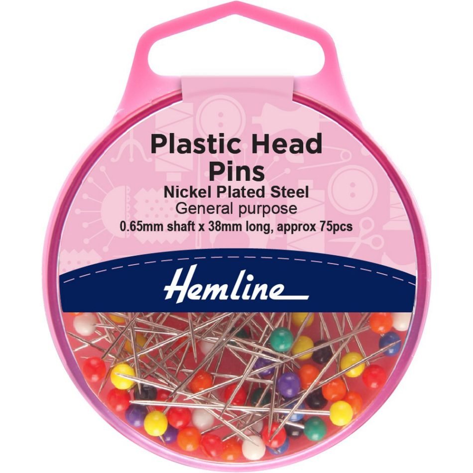 Plastic head pins nickel plated steel 0.65mm x 38mm, assorted colours 75 pcs 706