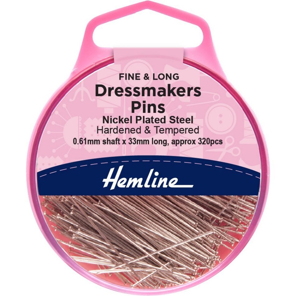 Dressmakers pins nickel plated steel 0.61mm x 33mm, nickel 320 pcs 718