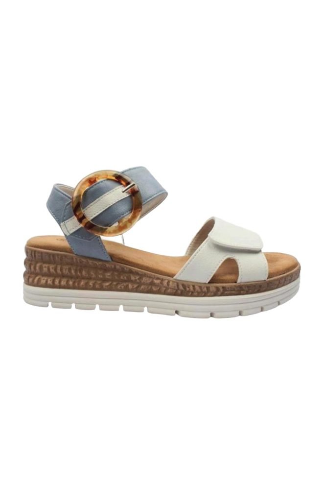 Susst Kerry wedge sandal in white & blue KERRY-WHIBLU-1