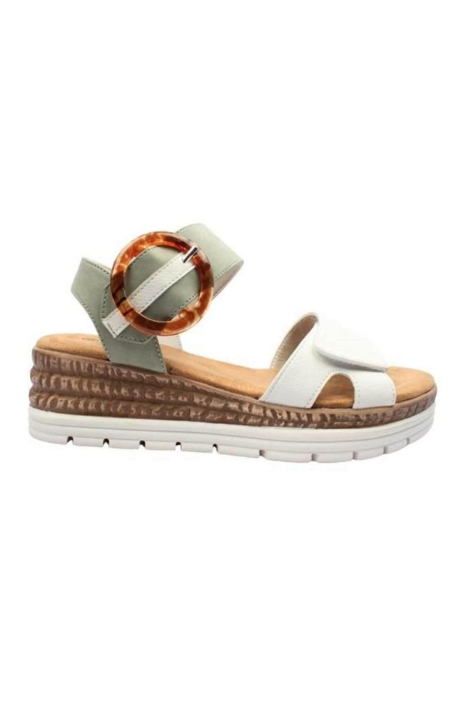 Susst Kerry wedge sandal in white & green KERRY-WHIGREE-1