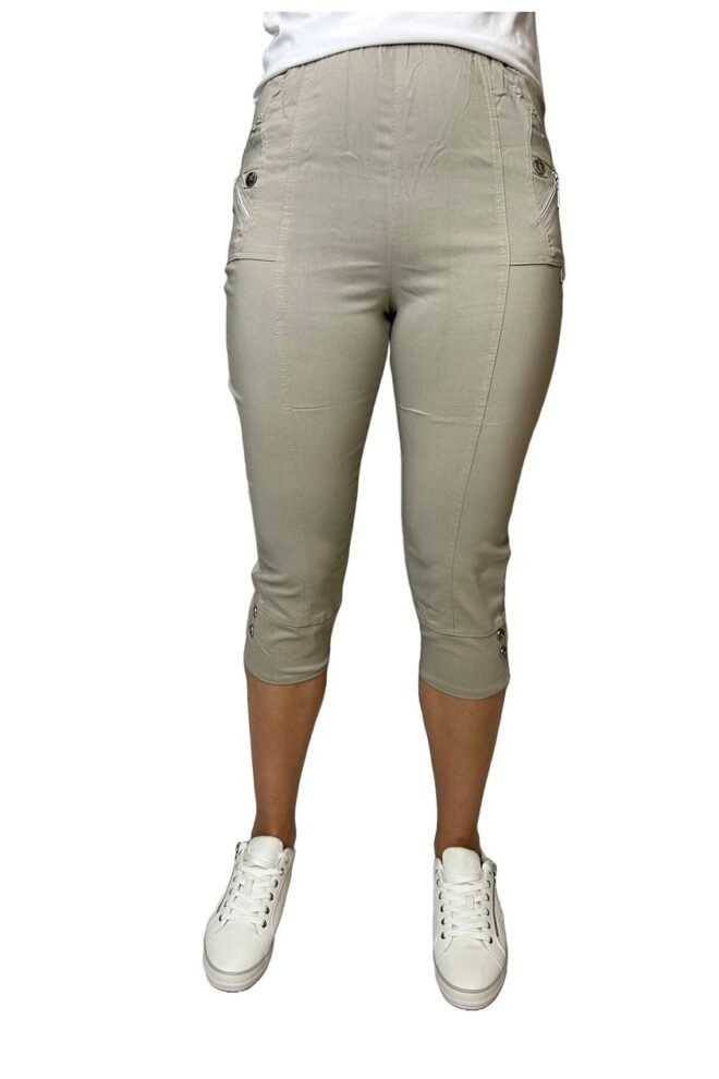 Cherry Berry crop pants in neutral beige 200586-BEI-1