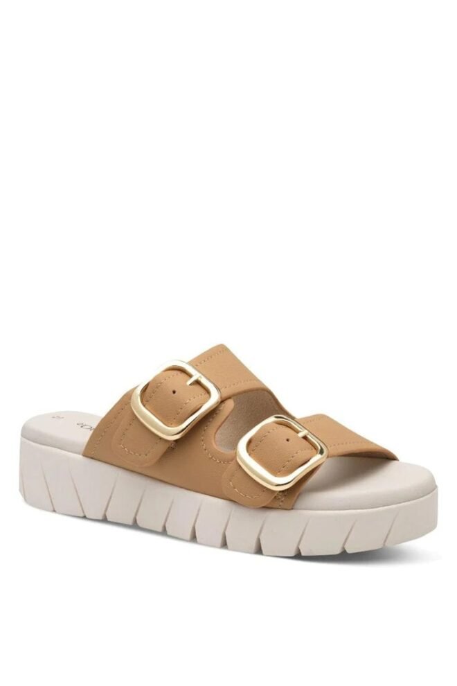 S.Oliver slip on sandal in camel 27205-CAM-1