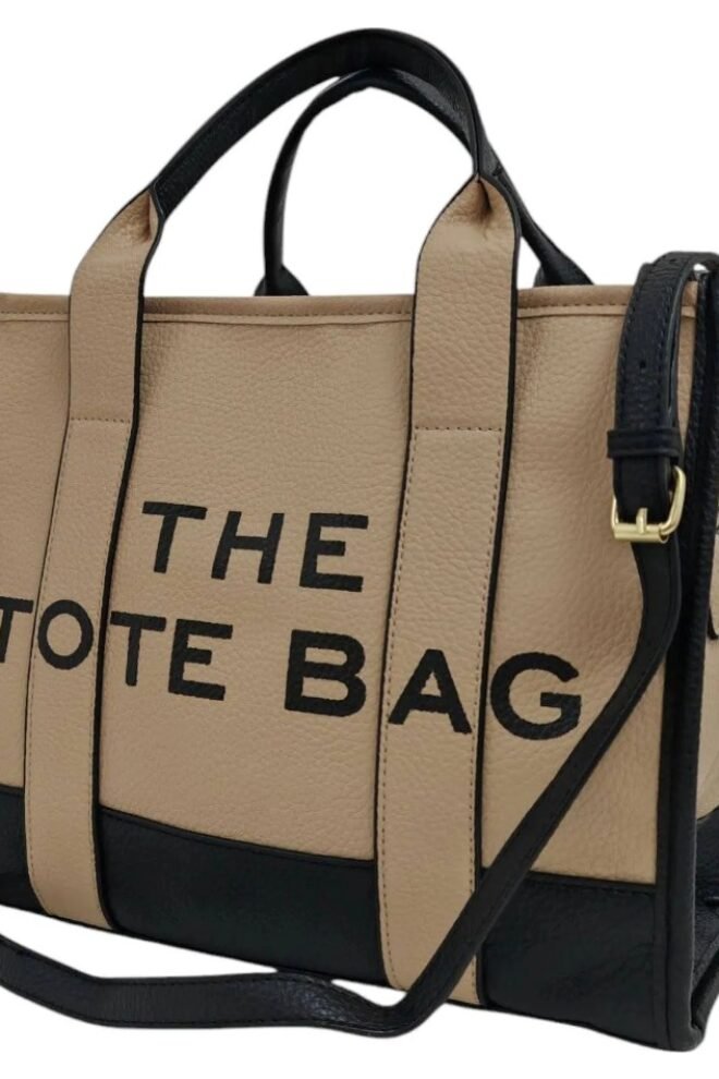 Medium Large Leather Look Tote Bag TOTE-TAUBLK-8929
