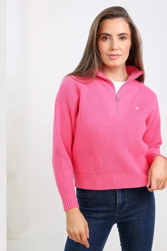 Relax & Renew Emma Half Zip Bubble Gum EMMA-BUBBLE-1