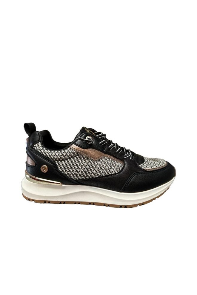 XTI Metallic Knit Panel Trainer 144184-BLK-1