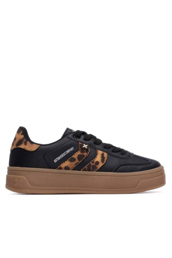 XTI Leopard Stripe Black Sneaker 144585-LEO-1