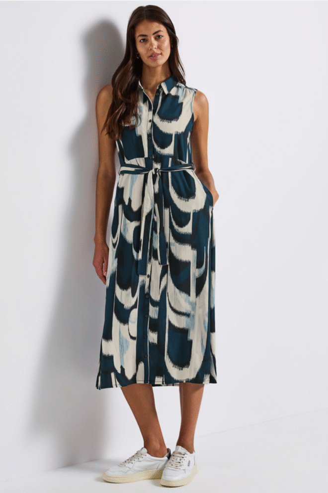Street One Pattern Sleeveless Dress Tide Blue 144620-TID-1
