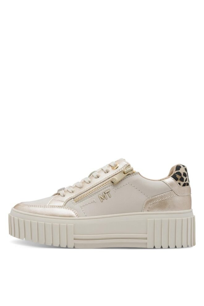 Marco Tozzi Cream Metallic Zip Trainer 23760-CREAM