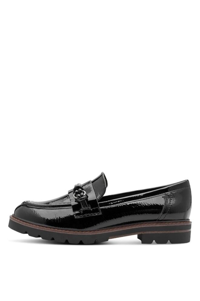 Marco Tozzi Black Gloss Chain Loafer 24704-BLK