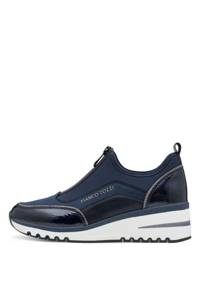 Marco Tozzi Navy Zip Wedge Sneaker 24780-NAV