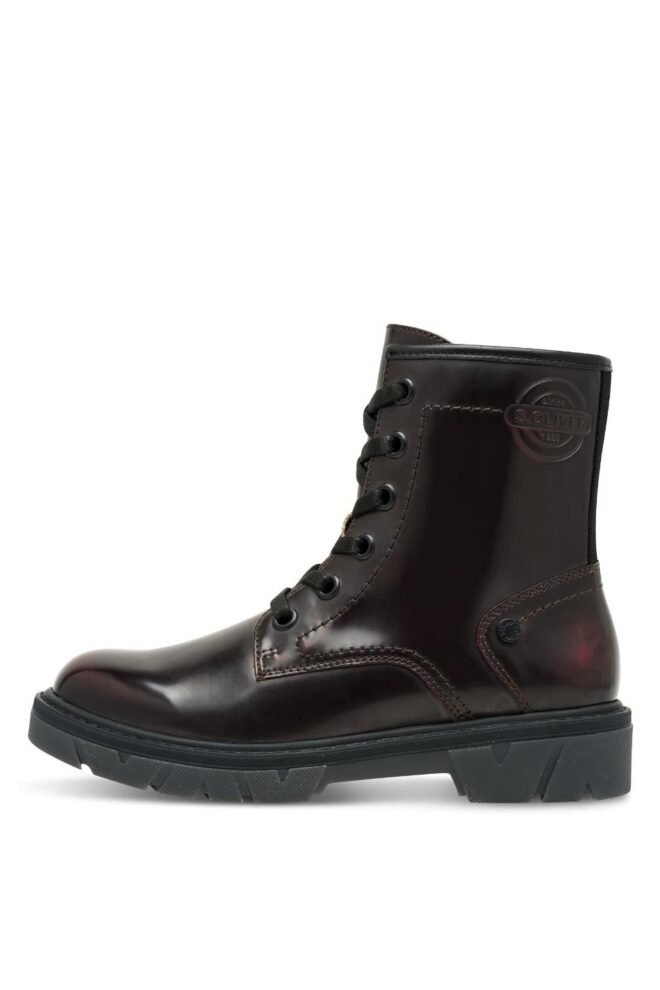S. Oliver Gloss Combat boot, - Bordeaux 25241-BORD