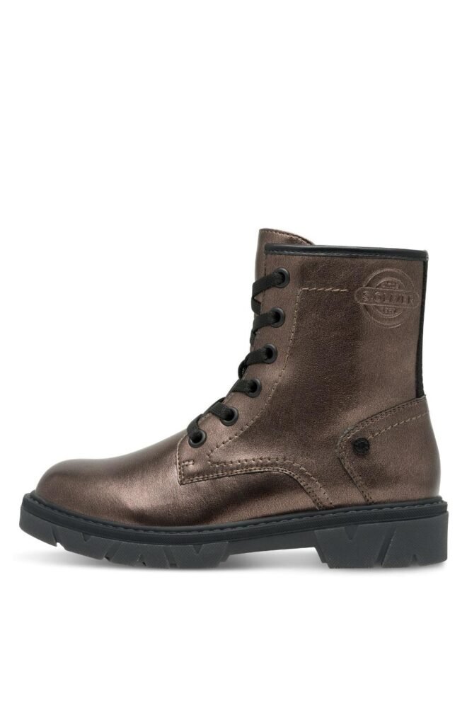 S. Oliver Metallic Combat boot, - Pewter 25241-PEW