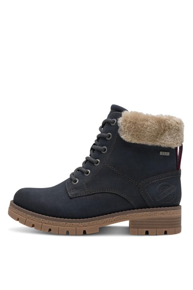 S. Oliver Faux Fur Lace boot, - Navy 26227-NAV