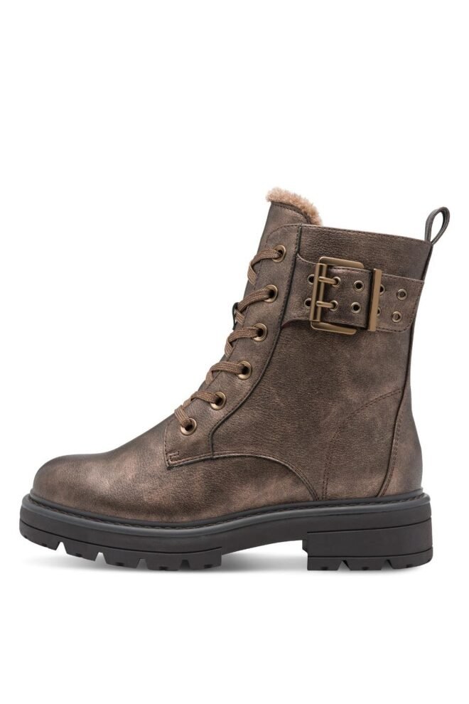 Marco Tozzi Bronze Buckle Combat boot, 26242-MOCCA