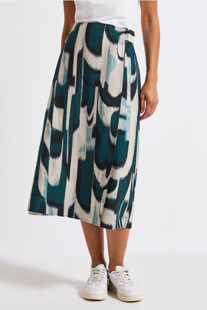 Street One Pattern Wrap Skirt Tide Blue 361786-TID-1