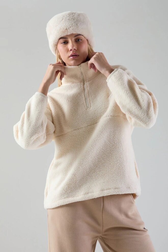 Marc Angelo Molly Half-Zip Fleece in Cream USCO52074-CRE-1