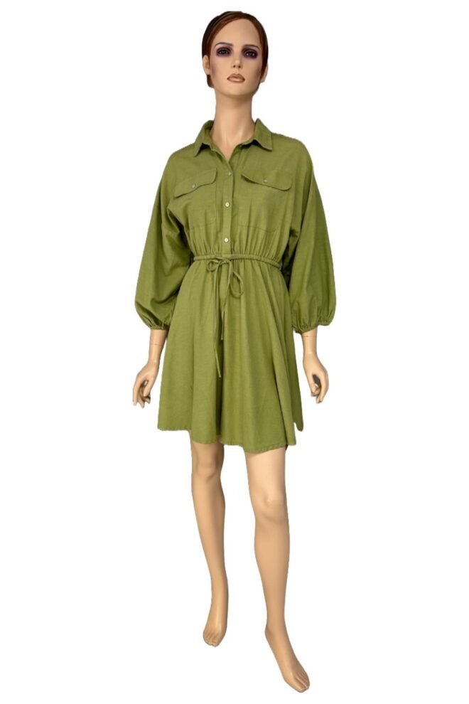 VIPRISILLA 3/4 SHORT SHIRT DRESS GREEN VIPRISILLA-GRE-1