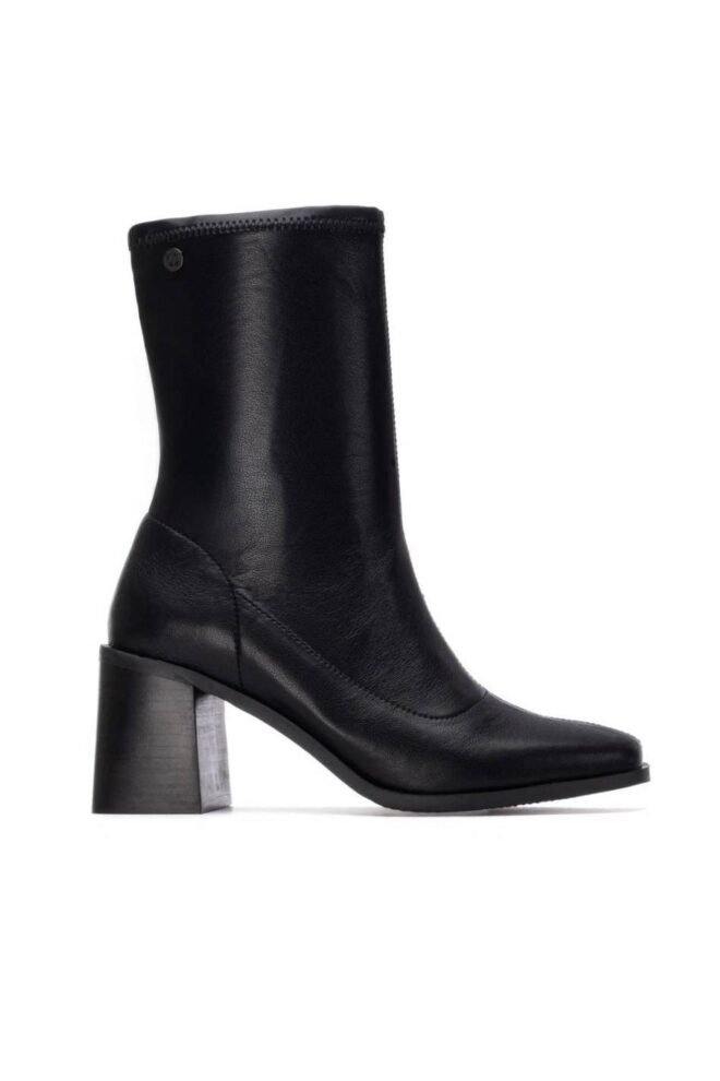 XTI  Black Mid-Calf Heeled Boot 144714-BLK-1