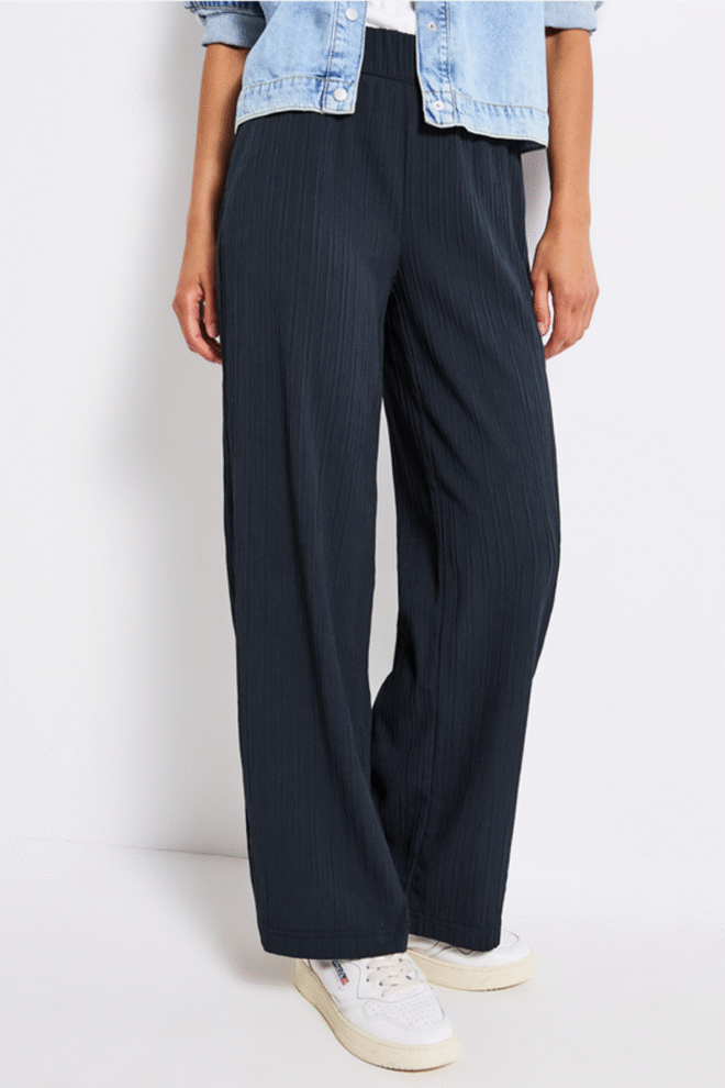 Street One Wide Leg Crinkle Structure Pants Deepwater Blue 379545-DEE-1