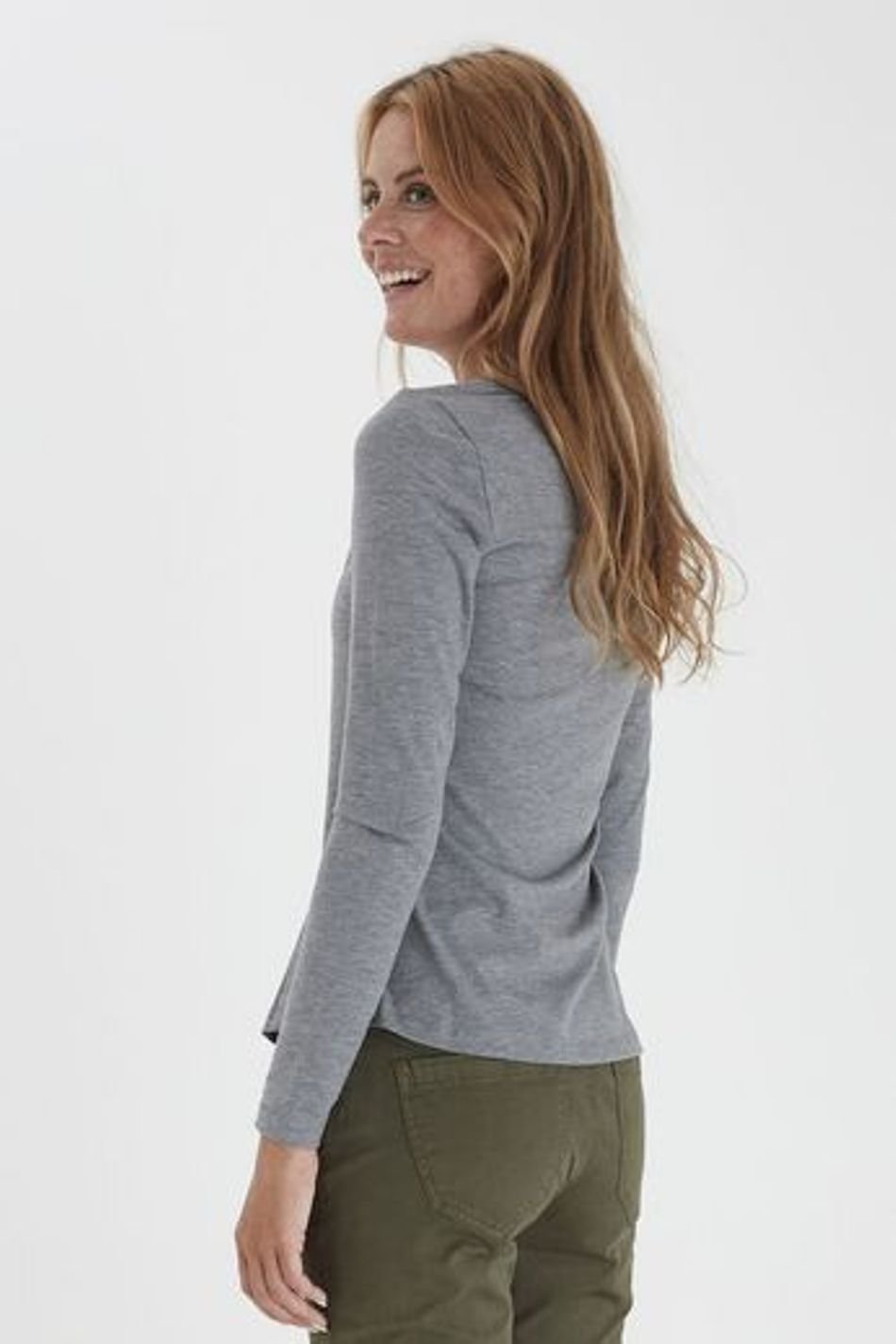 Fransa FRKASIC Long Sleeve Tee Asphalt Melange FRKASIC-ASPH-1 - Image 2