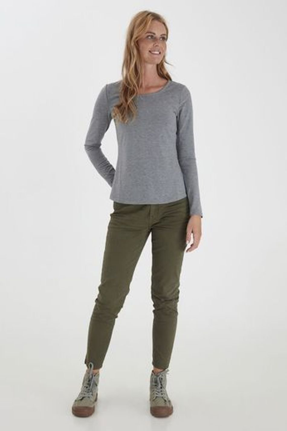 Fransa FRKASIC Long Sleeve Tee Asphalt Melange FRKASIC-ASPH-1 - Image 3