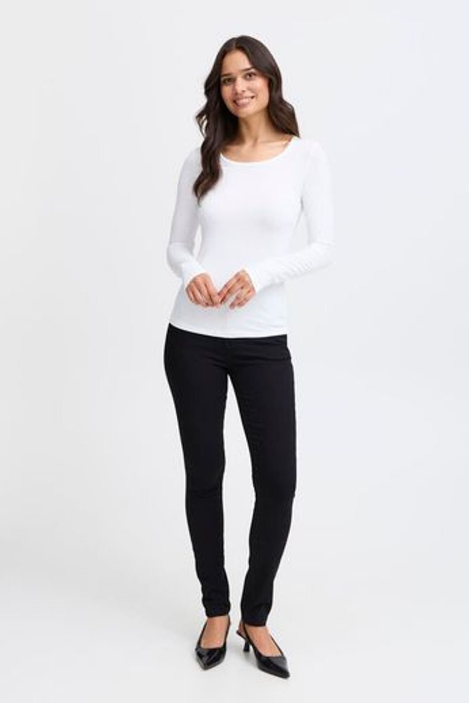 Fransa FRKASIC Long Sleeve Tee White FRKASIC-WHI-1 - Image 3