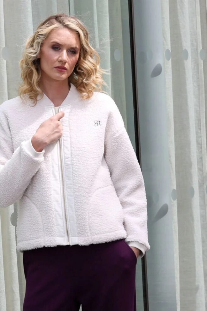 Relax and Renew Heidi Borg Bomber Jacket Cream HEIDI-CRE-1