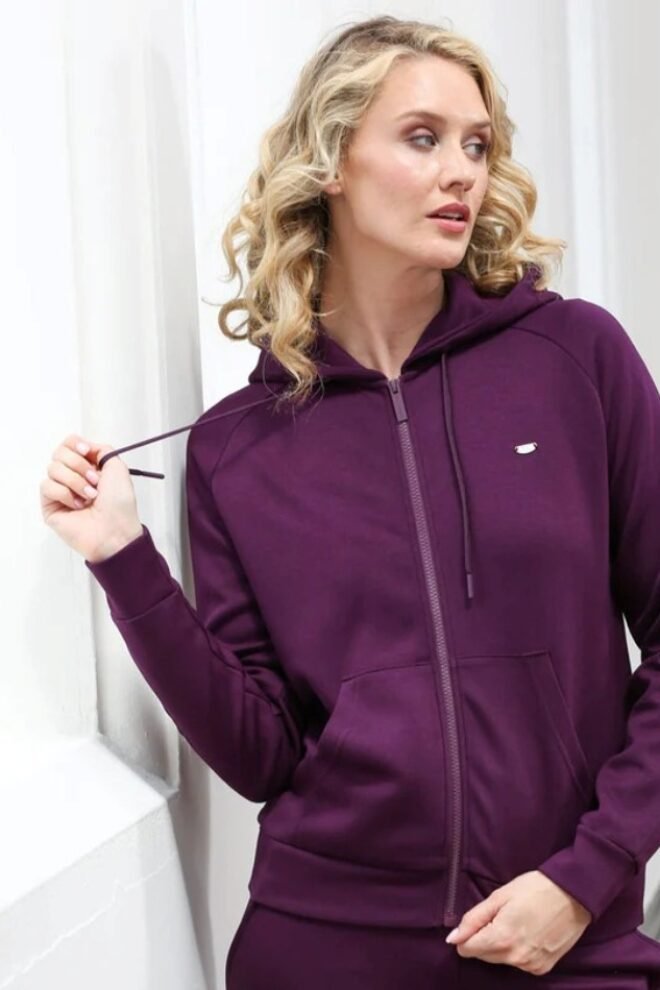 Relax and Renew Madison Zip Through Plum MADISON-PLUM-1