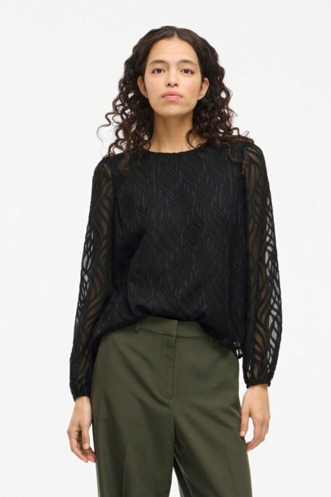 VILA VIMIKA O-NECK BLOUSE BLACK VIMIKA-BLK-1
