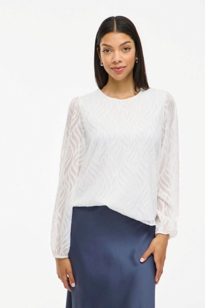 VILA VIMIKA O-NECK BLOUSE WHITE VIMIKA-WHT-1