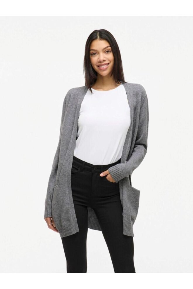 VIRIL BASIC KNITTED CARDIGAN MEDIUM GREY  VIRIL-GREY-1