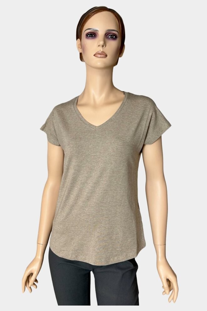 B.Young BYPAMILA V-neck T-Shirt Roasted Cashew BYPAMILA-V-NAT-1