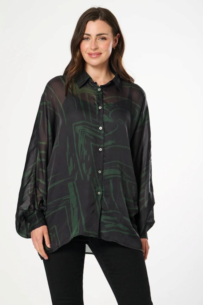 Saloos Sheer Khaki Pattern Shirt 7642-KHA-1
