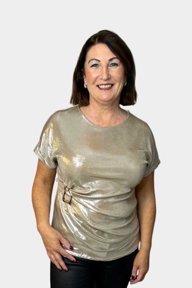 Party Cindy Top with Gold Detail Champagne One Size Fits 6 to 12 CINDY-CHAMP