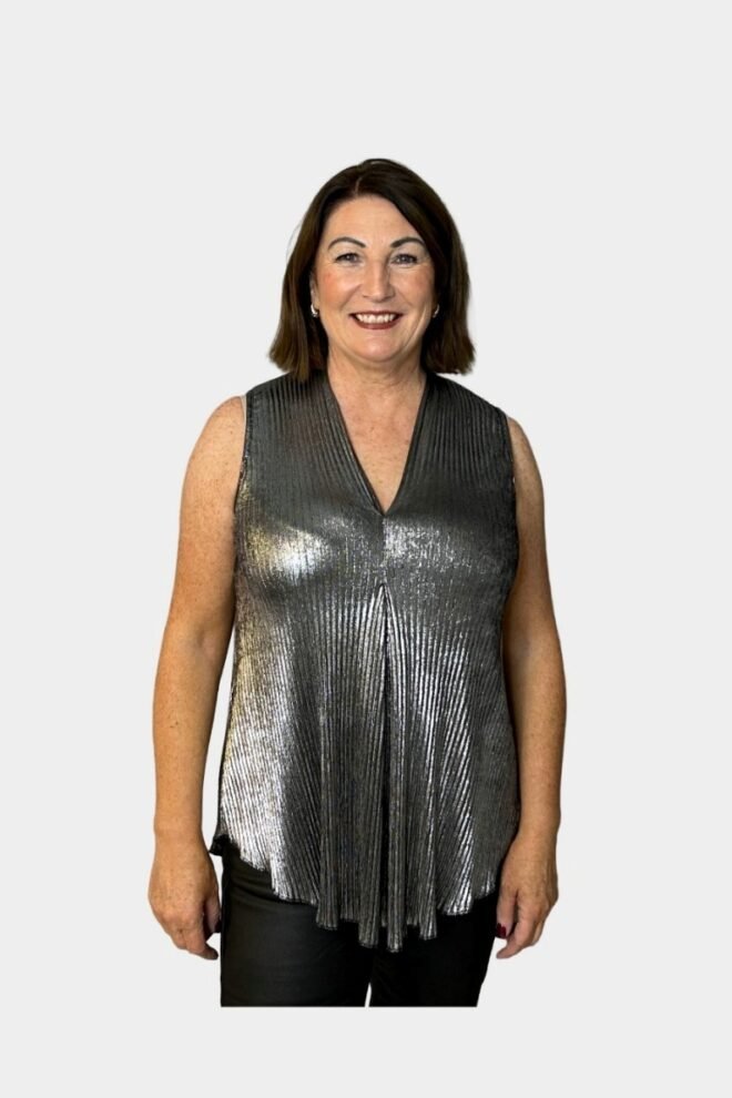 Party Joy Sleeveles Top Silver One Size Fits 8 to 14 JOY-SILV