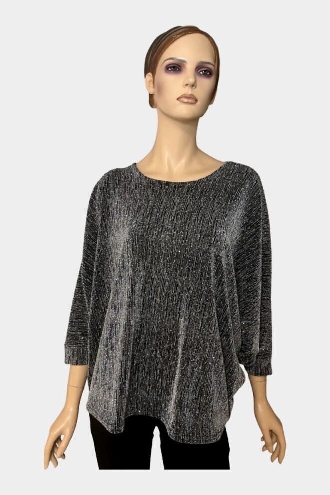 Party Noelle Batwing Top Silver One Size Fits 10 to 20 NOELLE-SILV