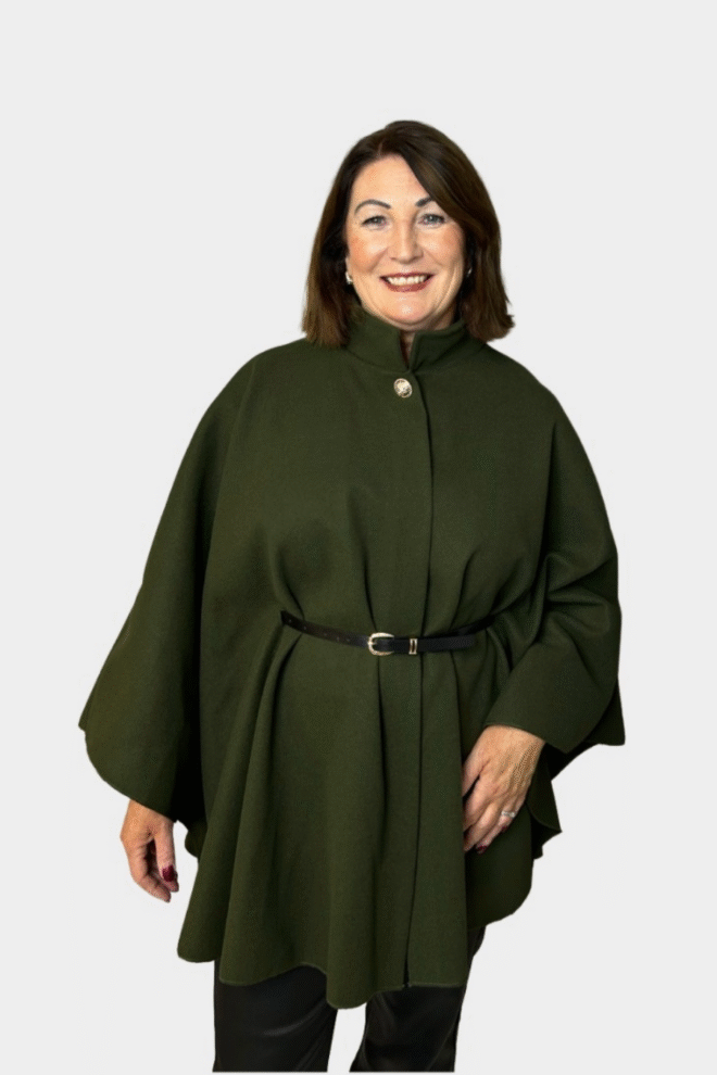 Belted Cape Coat One Size Fits 6 to 14 Khaki CAPE-KHA-1