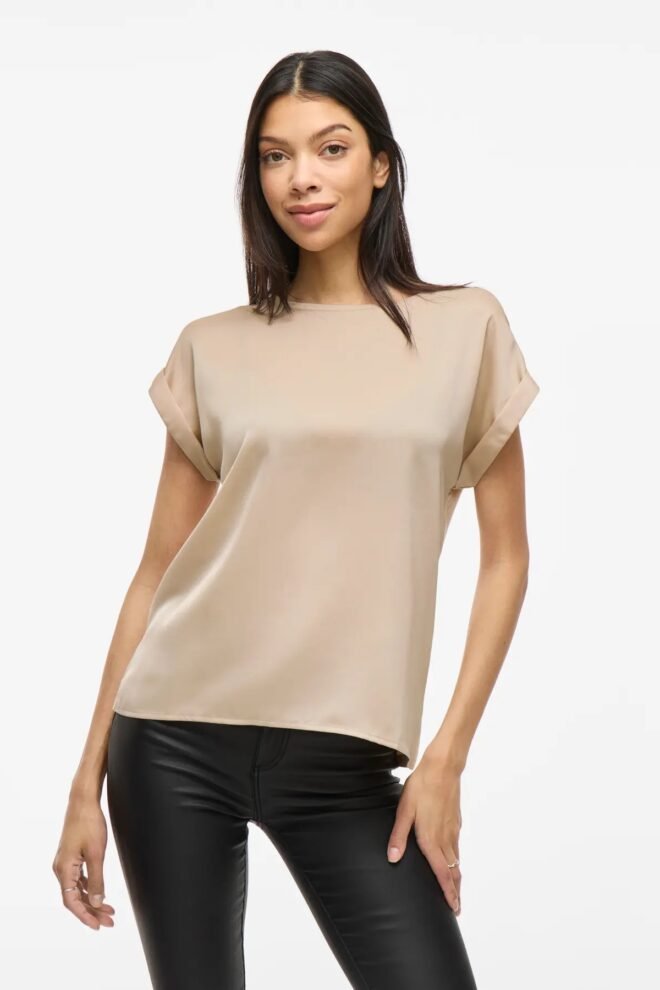 Vila Vielette Satin Top Cement VIELETTE-CEMENT-1
