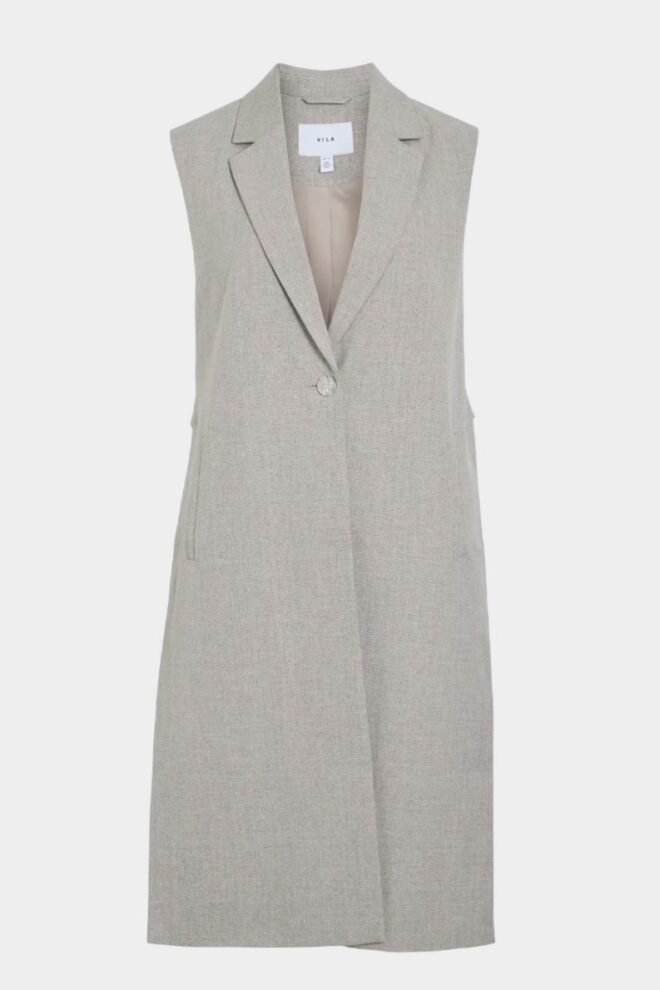 Vila Vivilla Longline Vest Grey VIVILLA-VEST-1