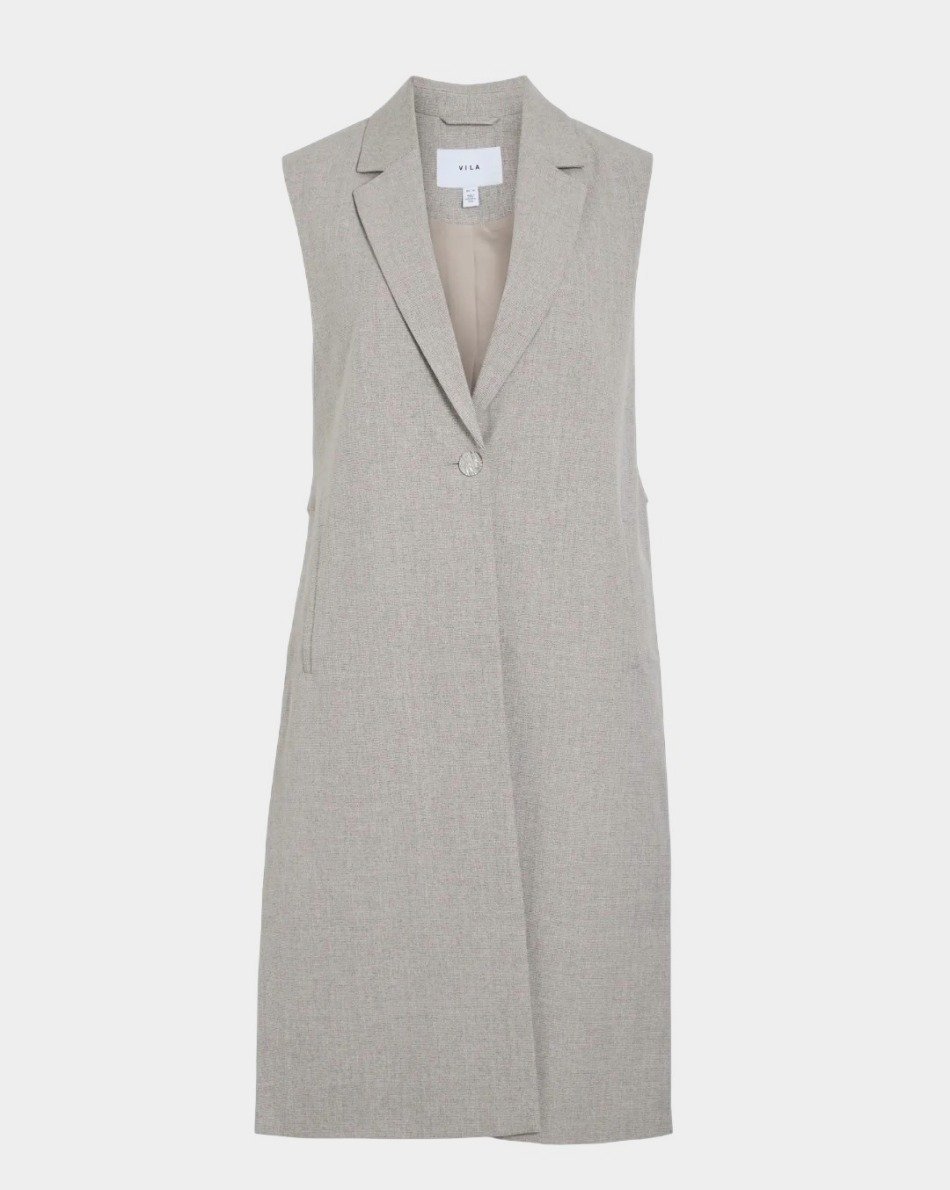 Vila Vivilla Longline Vest Grey VIVILLA-VEST-1