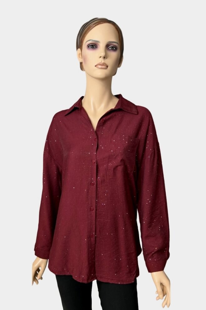 Christys Shimmer Shirt Burgundy AOIFE-BURG