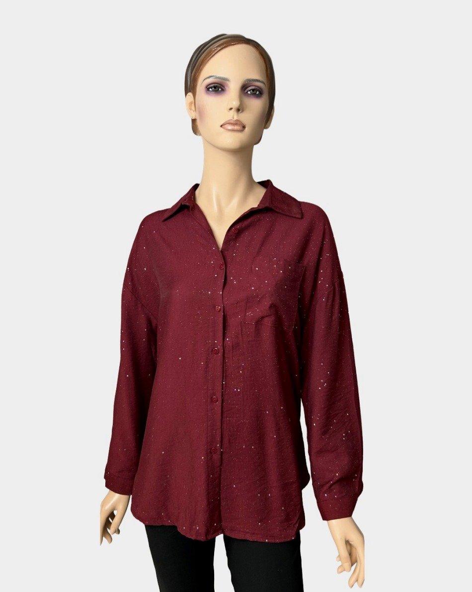 Christys Shimmer Shirt Burgundy AOIFE-BURG