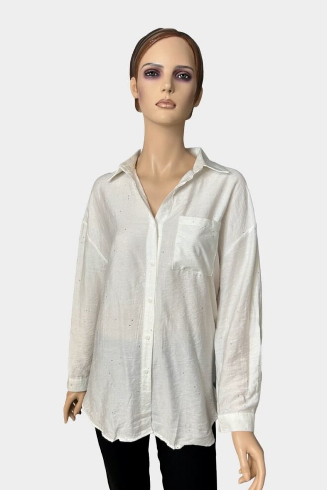 Christys Shimmer Shirt White AOIFE-WHI