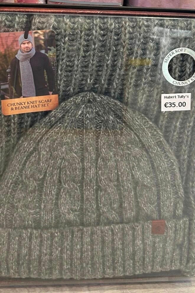 Chunky Knit Scarf and Beanie Hat Set Grey CHUNKY-MAN-GREY