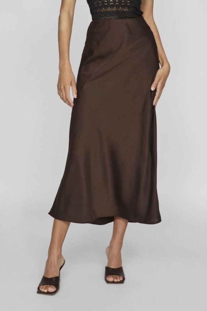 Vila Vielette Satin Long Skirt Coffee VIELETTE-SKIRT-COF-1
